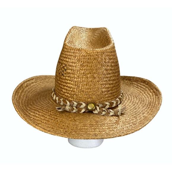 American Hat Co Bushwhacker Straw Hat Size 7 Western Made In Houston Texas USA - Picture 5 of 16